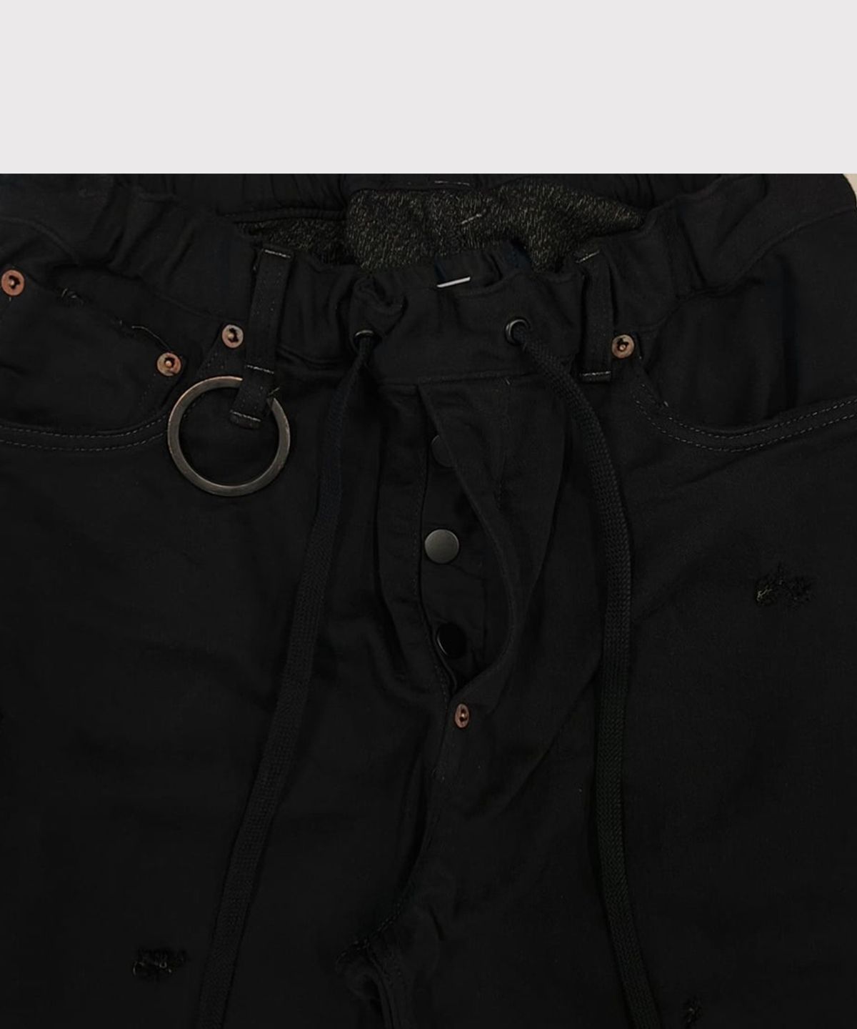 마이너스(MINUS) Home Flare Jeans With Damaged(INLAY DENIM) - BLACK