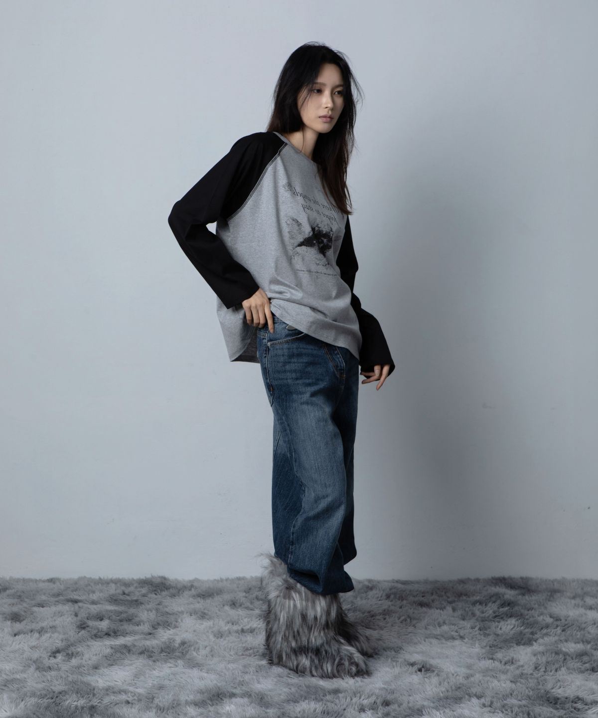 요키토키(YOKI TOKI) MAXI PIN-TUCK DARK DENIM PANTS [Dark Blue]