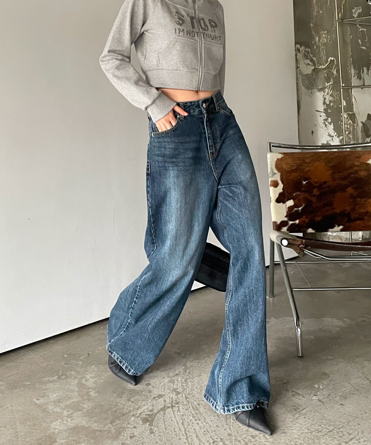 요키토키(YOKI TOKI) MAXI PIN-TUCK DARK DENIM PANTS [Dark Blue]