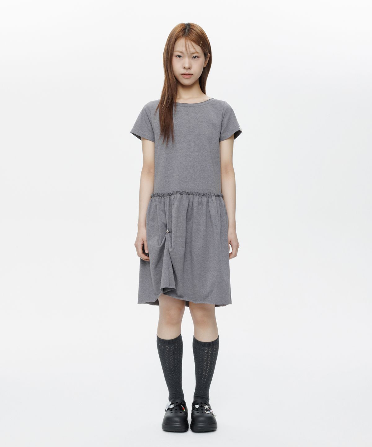 오헤시오(OHESHIO) PUNCHING POINT KNEE SOCKS, DEEP CHARCOAL