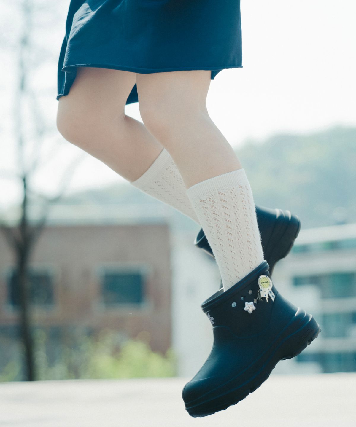 오헤시오(OHESHIO) PUNCHING POINT KNEE SOCKS, IVORY