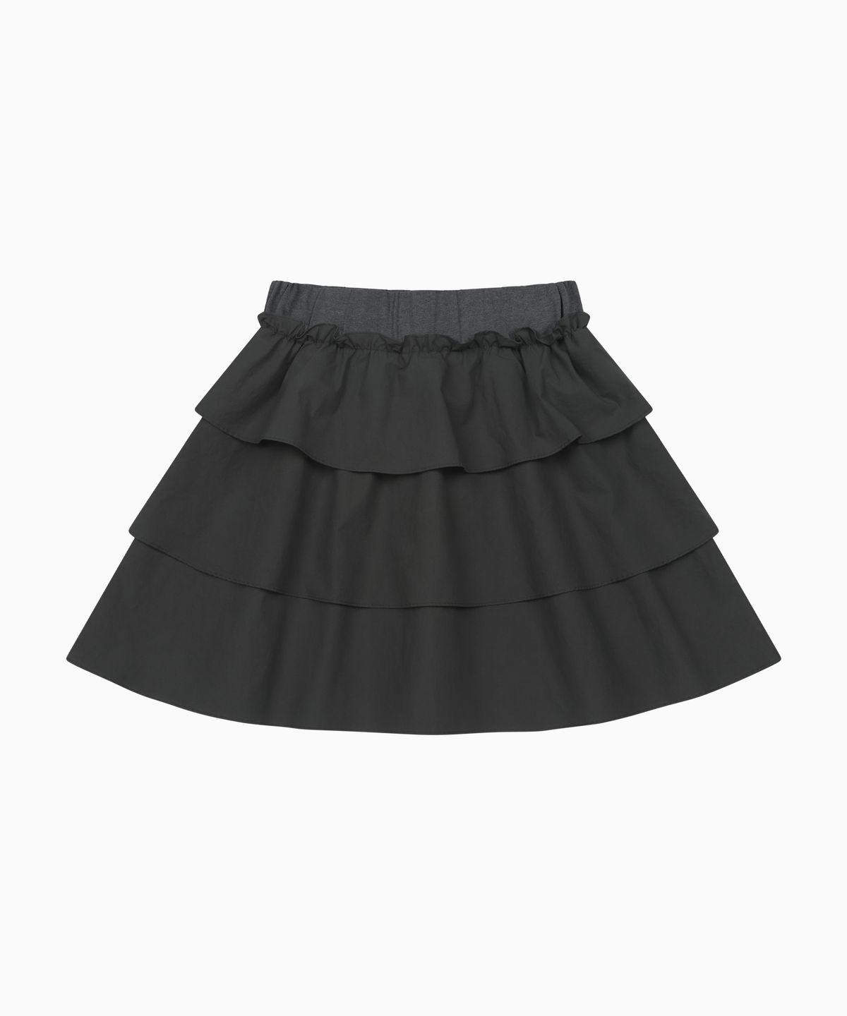 오헤시오(OHESHIO) MIXED BANDING SHIRRING SKIRT, CHARCOAL