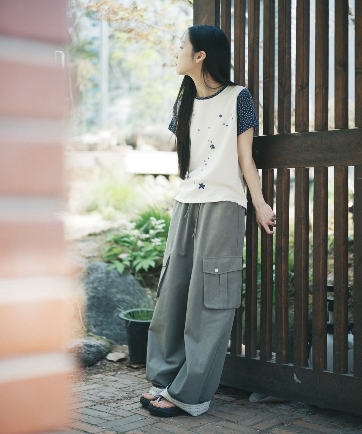 오헤시오(OHESHIO) COTTON STRAIGHT CARGO PANTS, KHAKI