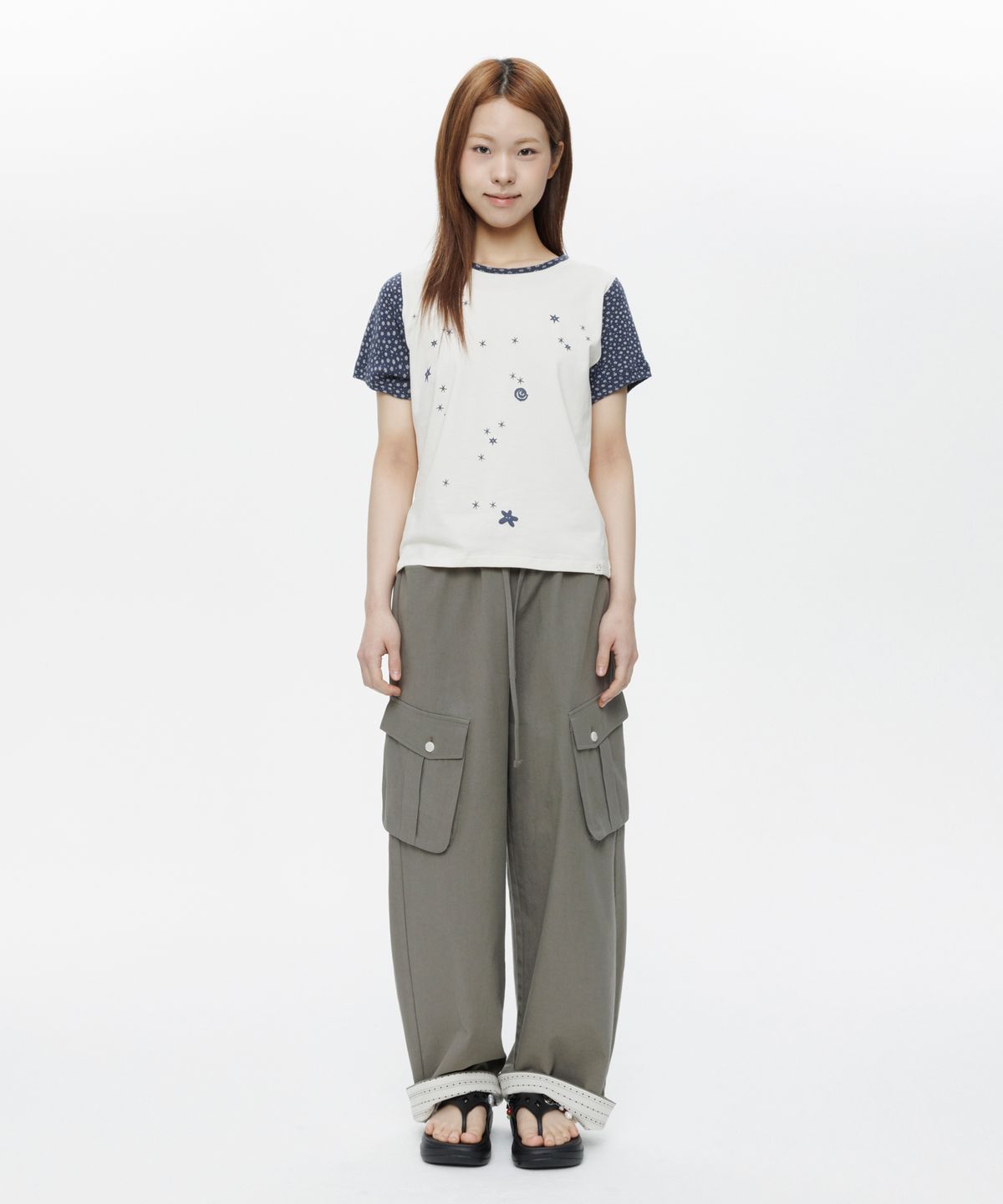 오헤시오(OHESHIO) COTTON STRAIGHT CARGO PANTS, KHAKI
