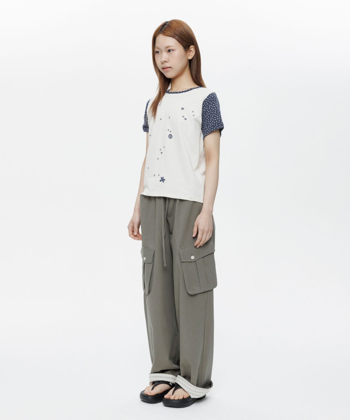 오헤시오(OHESHIO) COTTON STRAIGHT CARGO PANTS, KHAKI