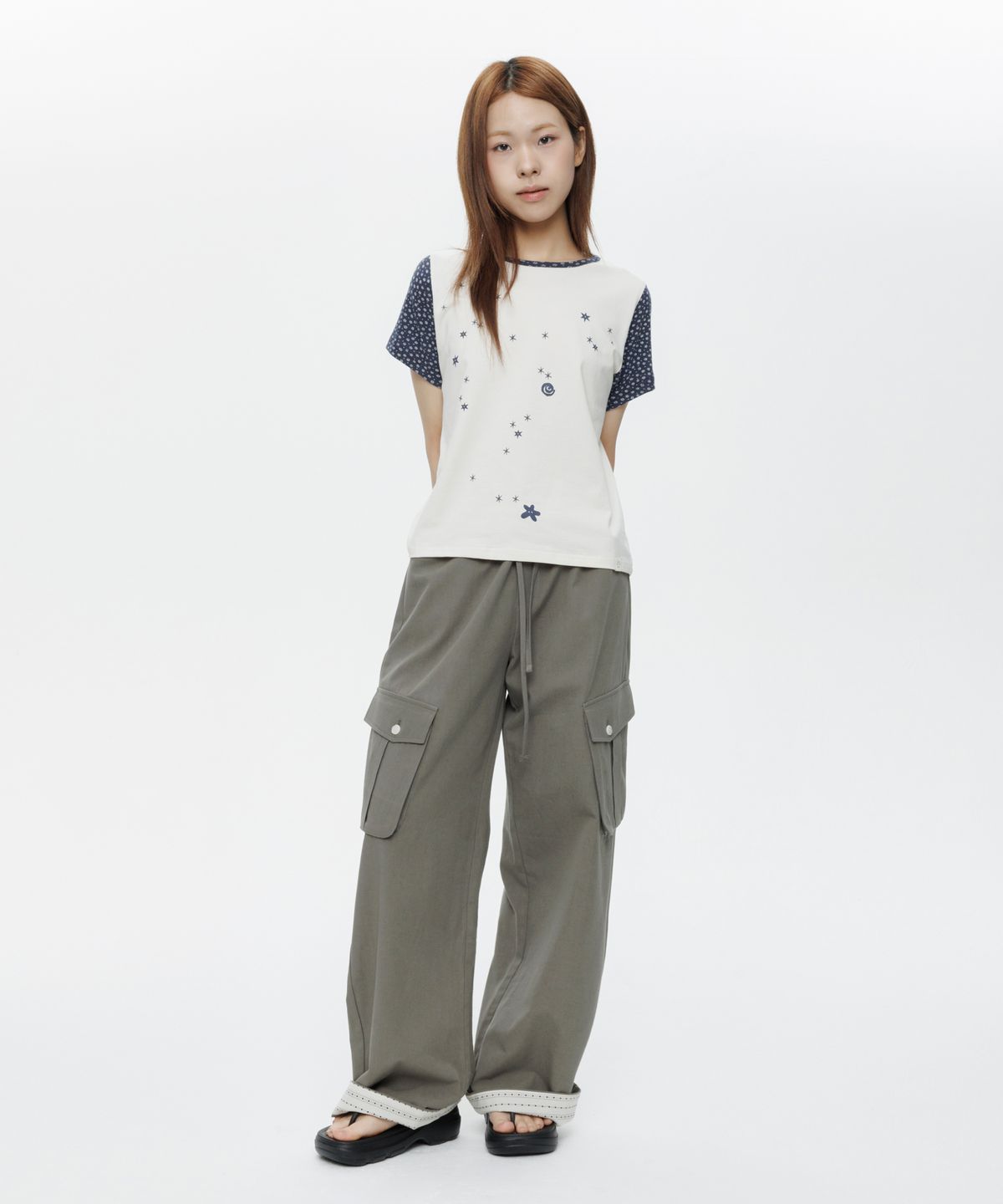 오헤시오(OHESHIO) COTTON STRAIGHT CARGO PANTS, KHAKI