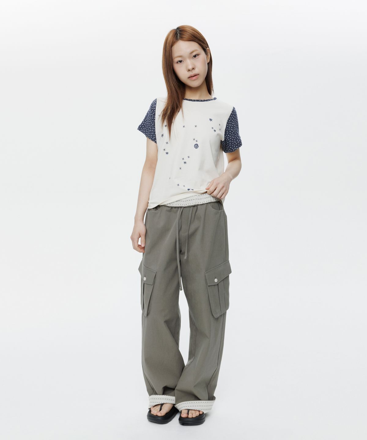 오헤시오(OHESHIO) COTTON STRAIGHT CARGO PANTS, KHAKI