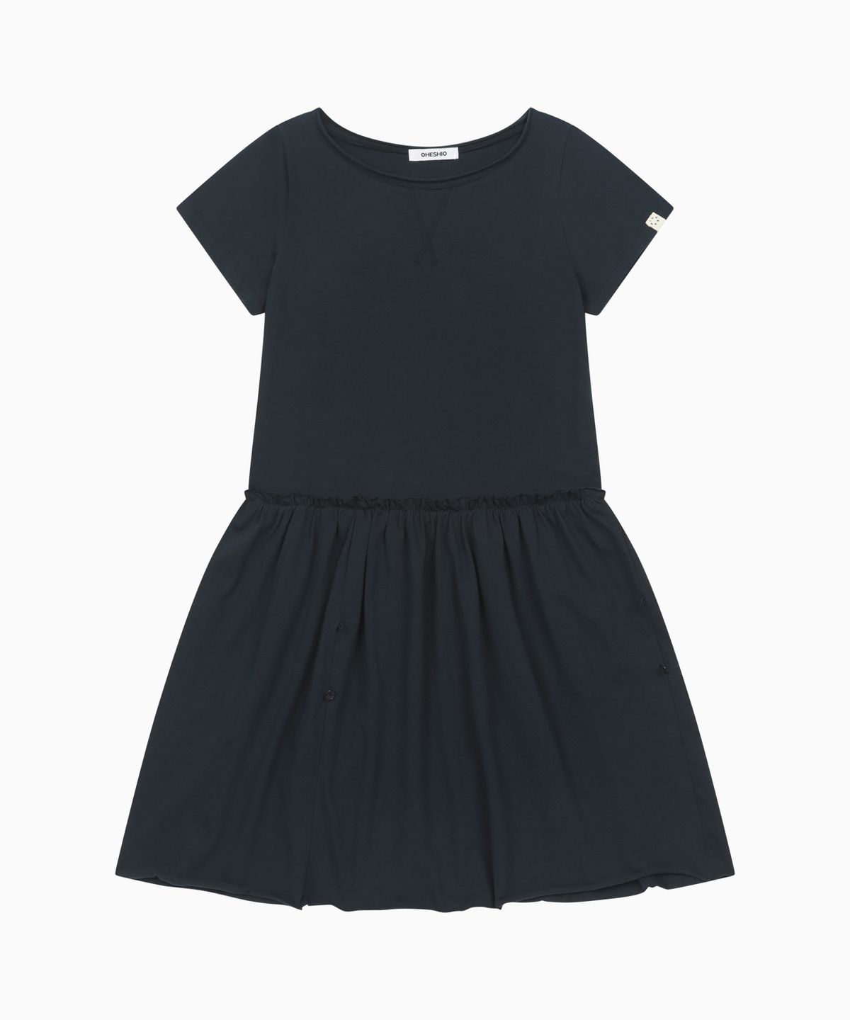오헤시오(OHESHIO) JERSEY FRILL DRESS, NAVY