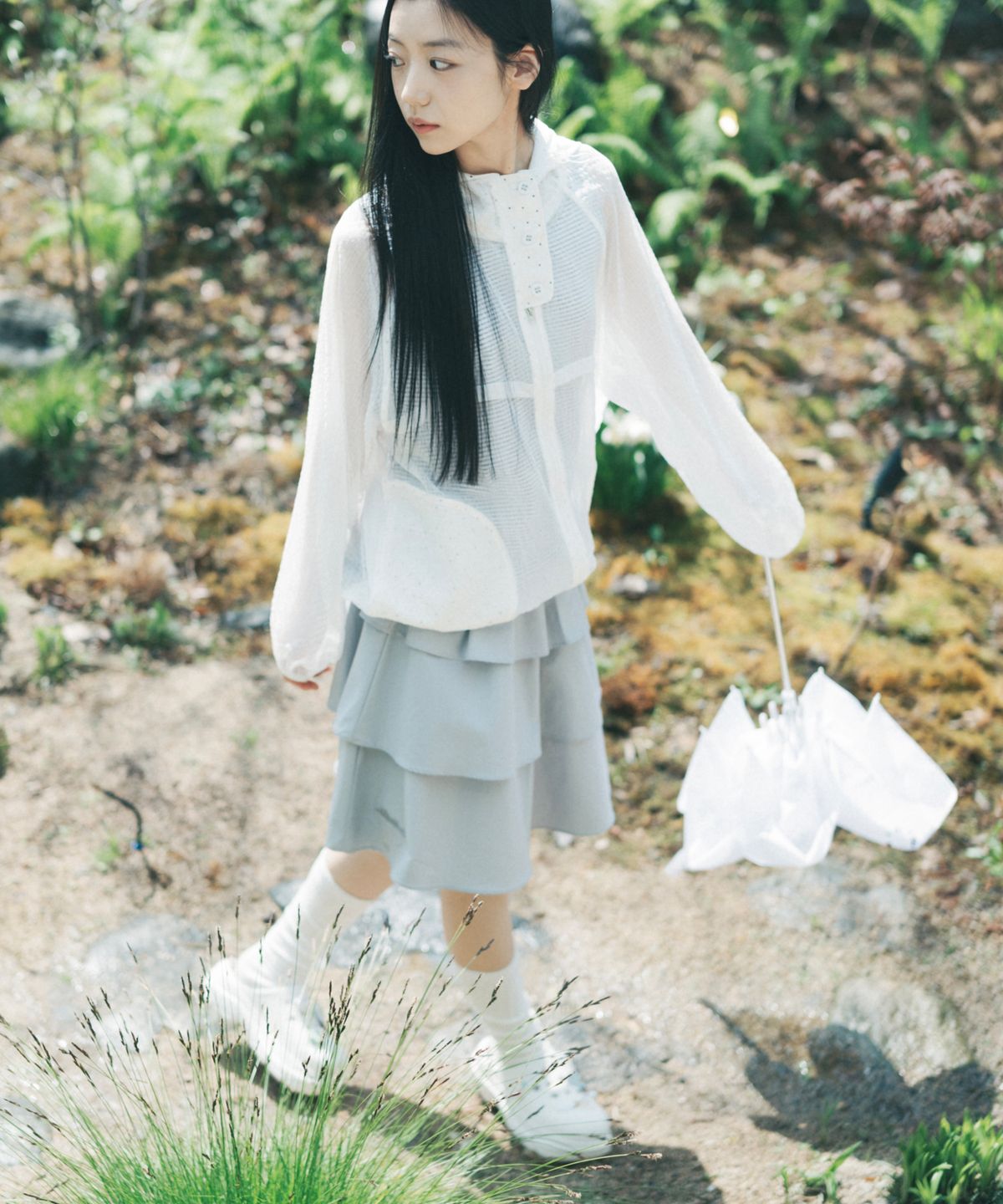 오헤시오(OHESHIO) SHEER SOFT WINDBREAKER, WHITE