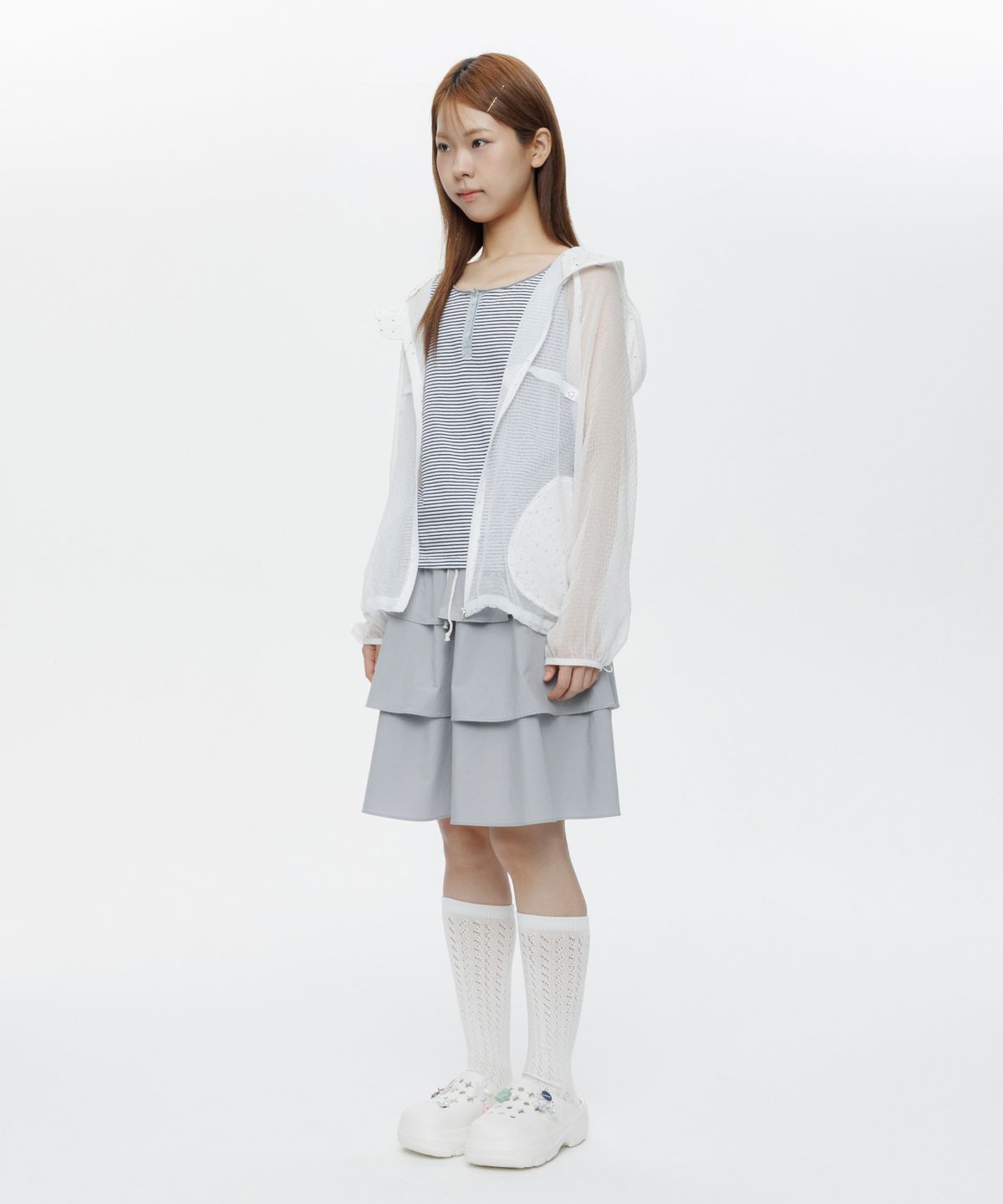 오헤시오(OHESHIO) SHEER SOFT WINDBREAKER, WHITE