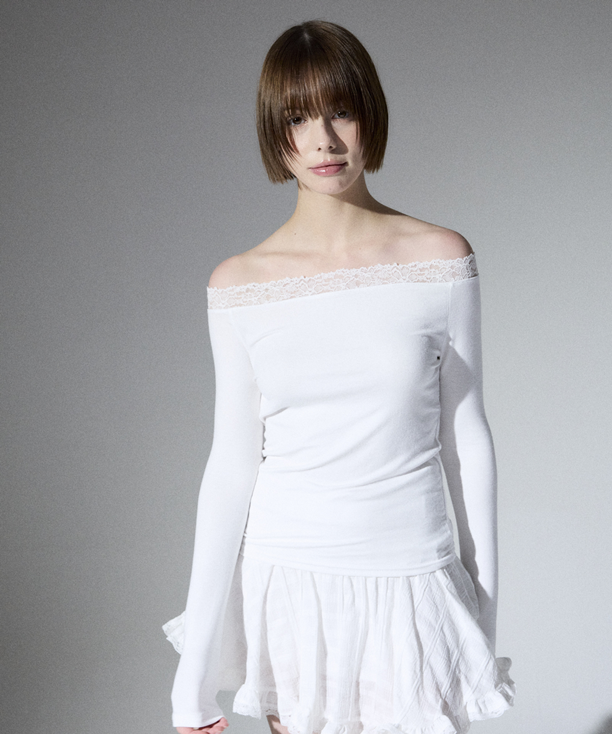 알리에나(ALIENAR) solid lace long sleeve(WH)