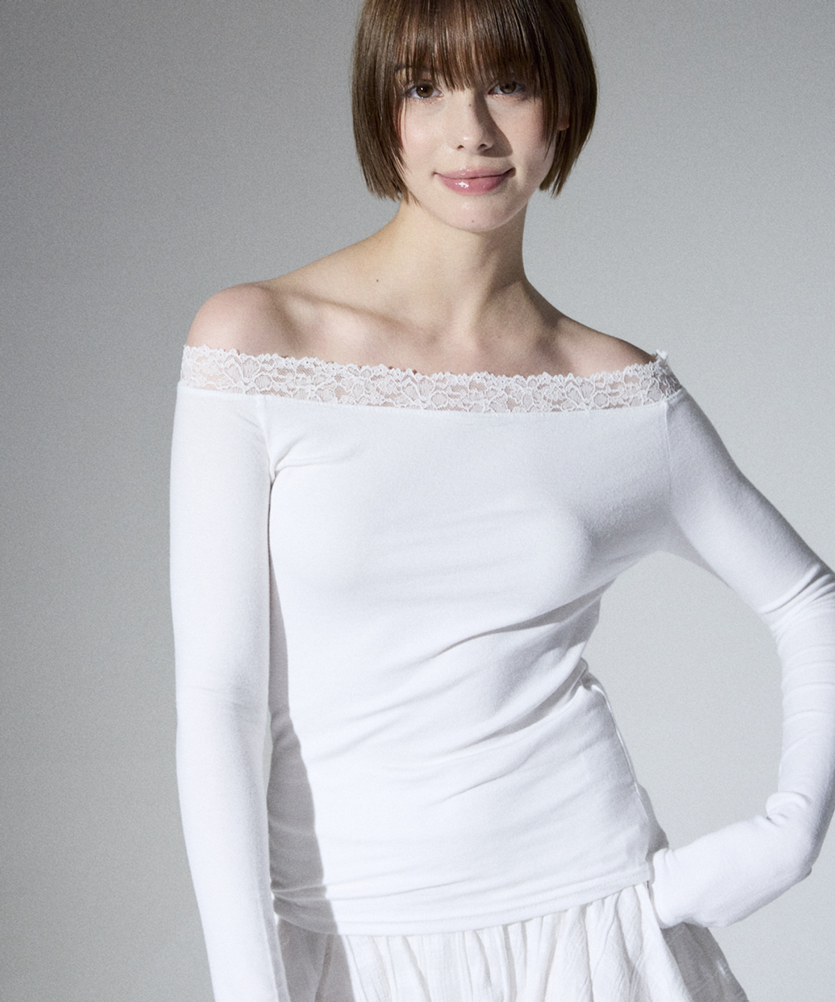 알리에나(ALIENAR) solid lace long sleeve(WH)