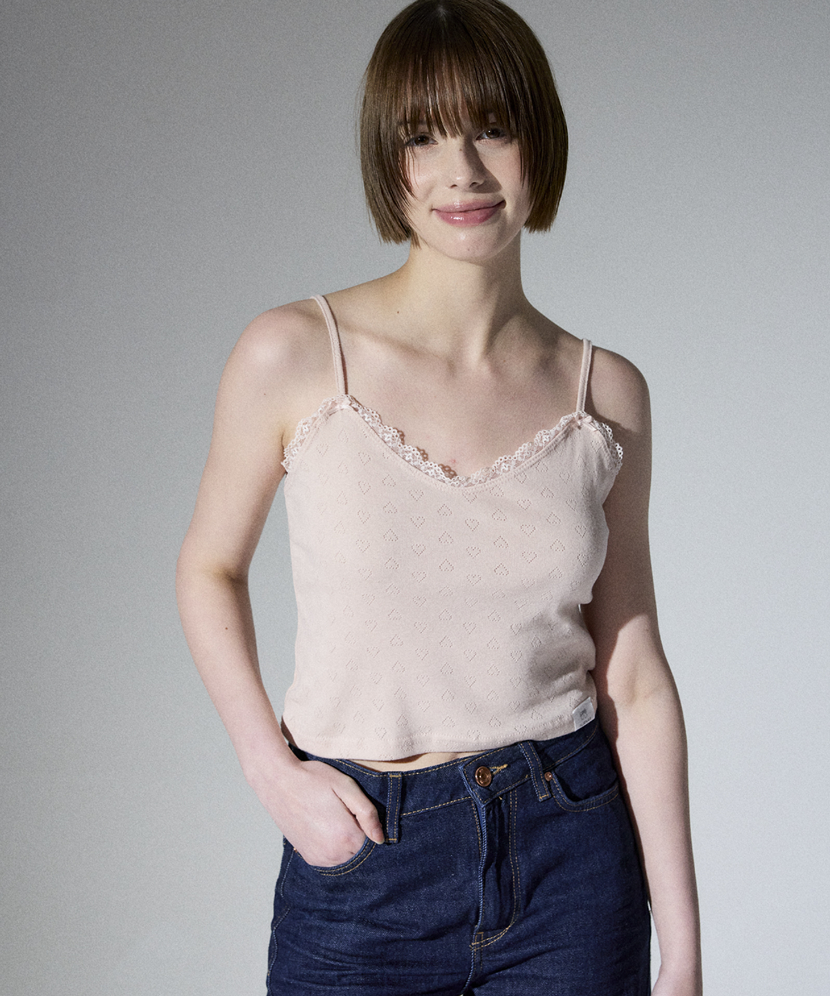 알리에나(ALIENAR) love lace color cardigan set(PINK)