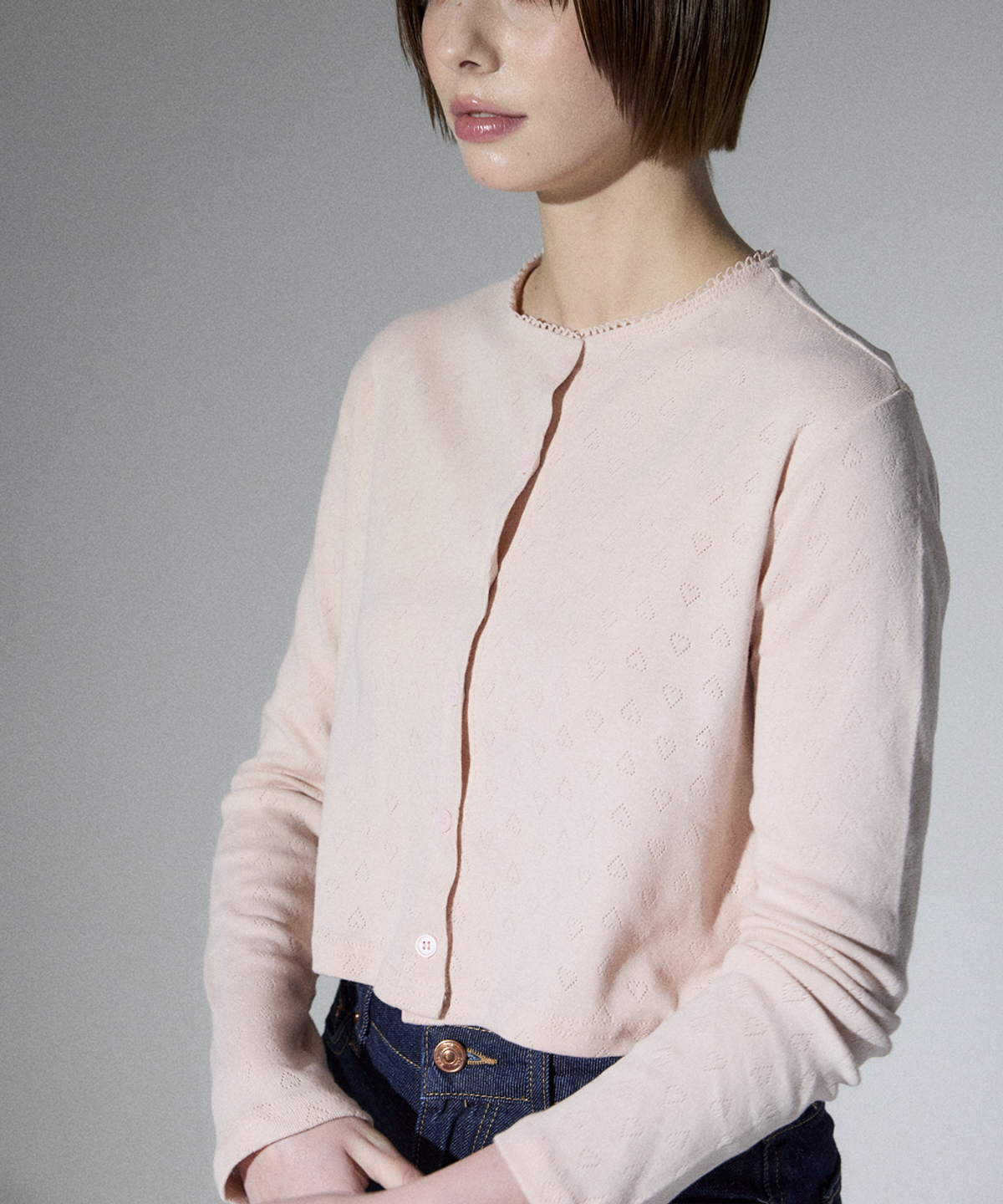 알리에나(ALIENAR) love lace color cardigan set(PINK)