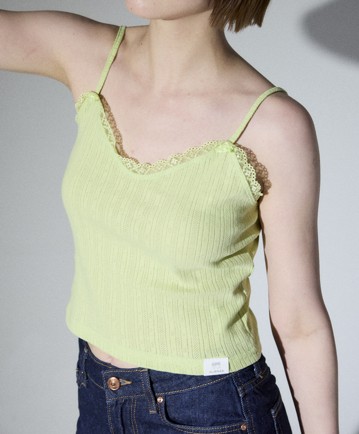 알리에나(ALIENAR) love lace color cardigan set(Applegreen)