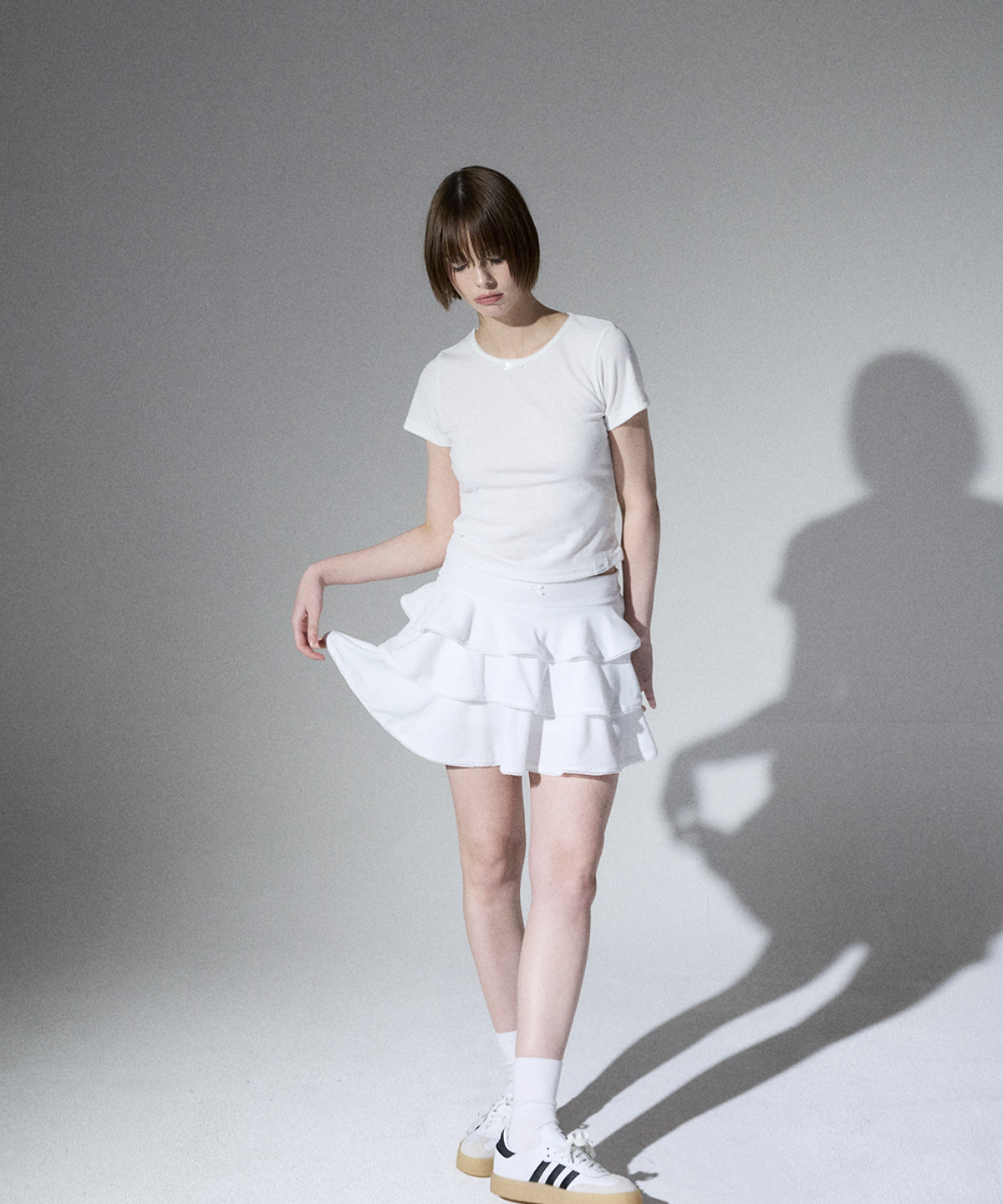 알리에나(ALIENAR) Picot ribbed cancan skirt(WH)
