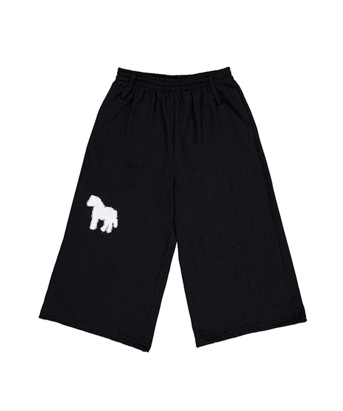 언틸디예스(UNTIL THE YES) Horse Appliqué Bermuda Pants, Black