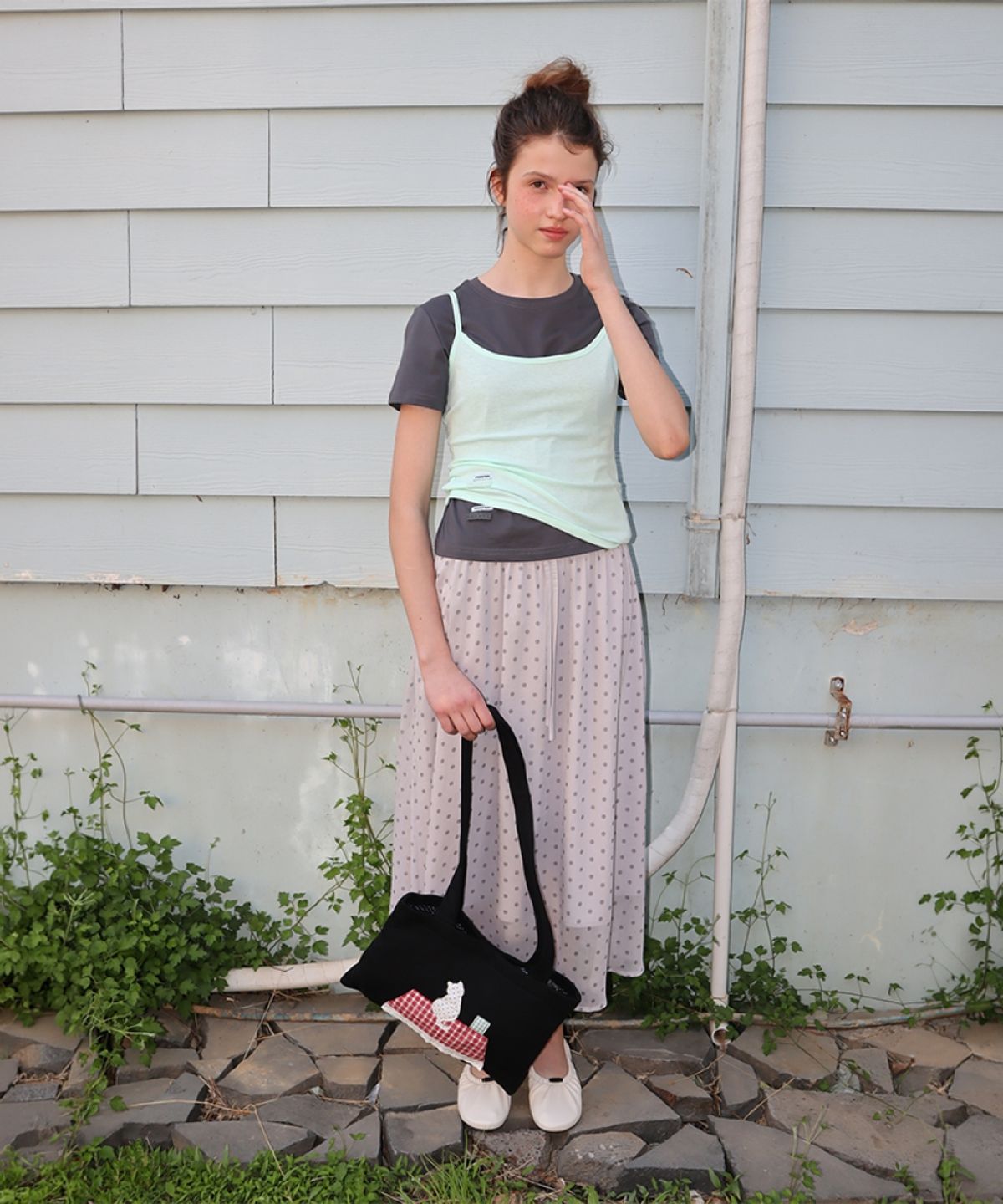 론론(RONRON) MINI LABEL SLIM SLEEVELESS MINT