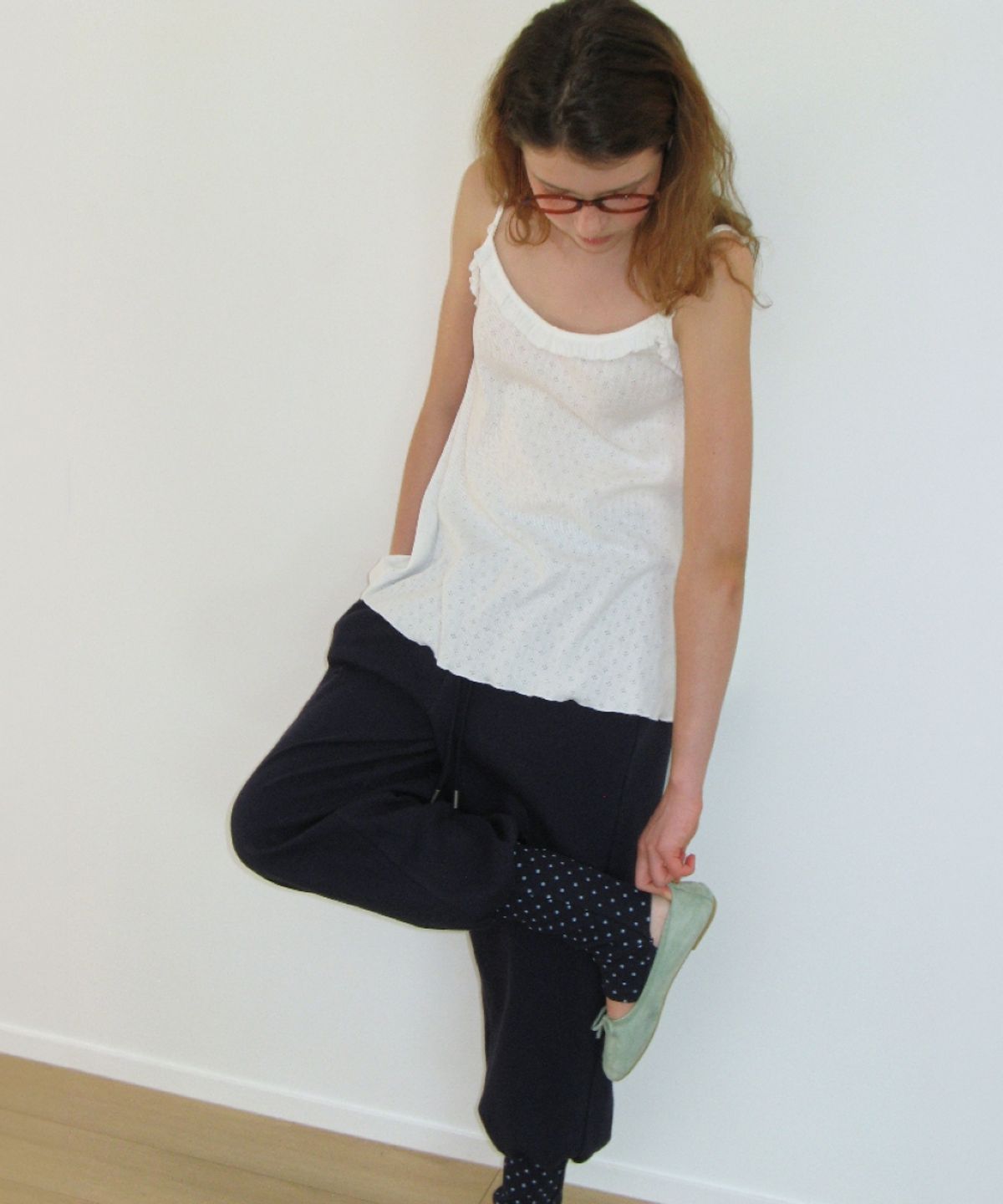 론론(RONRON) LEG WARMER LAYERED SWEAT PANTS NAVY