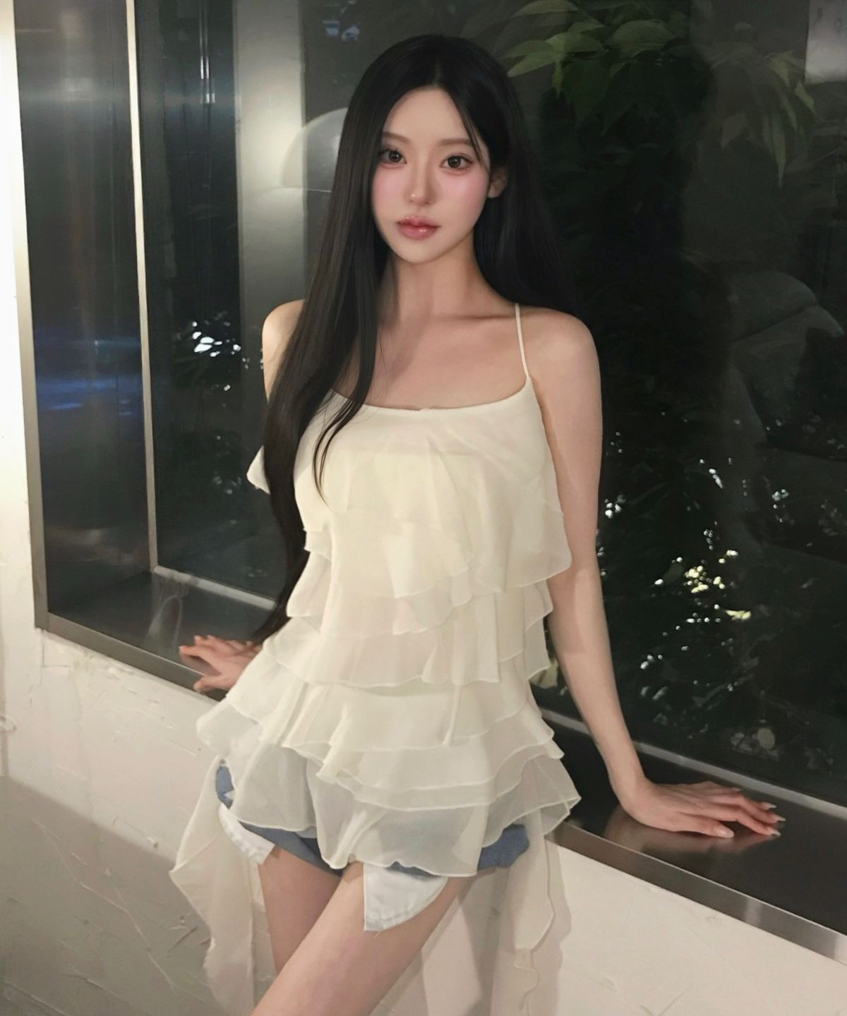 버진키스(VIRGINKISS) Fairy ruffle tail blouse - IVORY