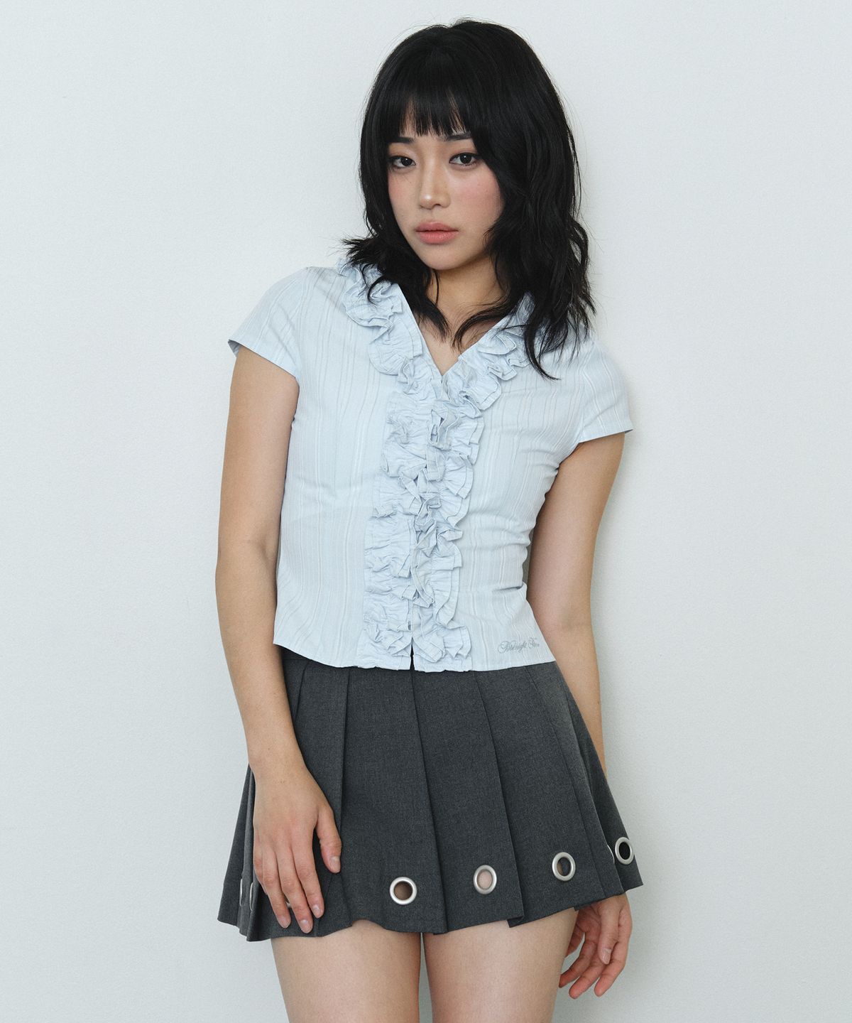 미드나잇 무브(MIDNIGHT MOVE) st frill shirt (sky blue)