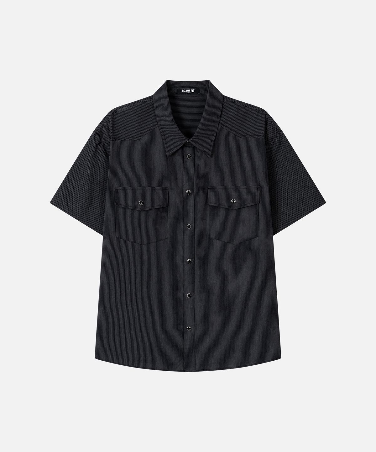 드로우핏(DRAW FIT) 루체 스트라이프 하프 웨스턴 셔츠 [BLACK]
