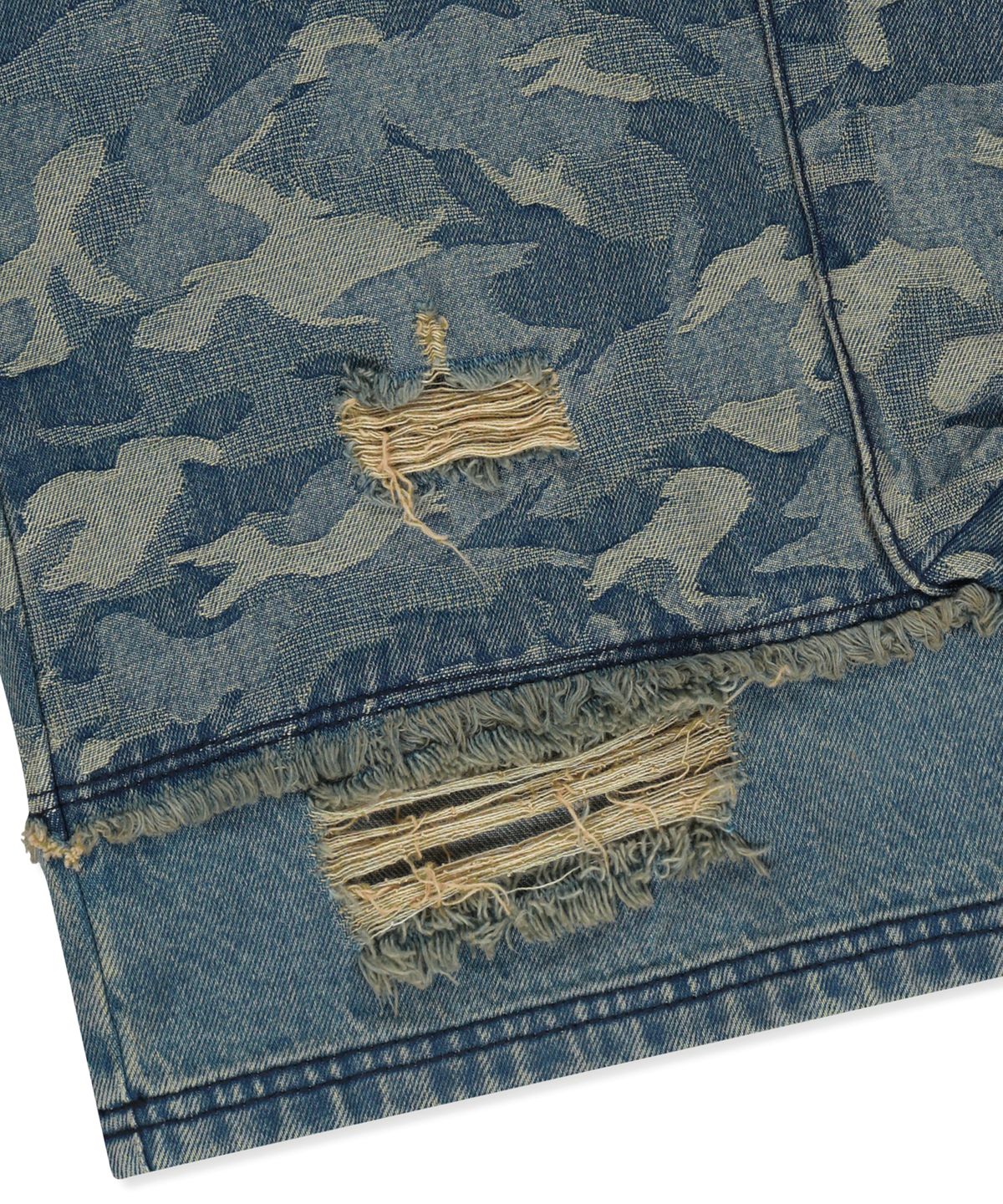 브라운브레스(BROWNBREATH) JACQUARD CAMO CARGO SHORTS - BLUE