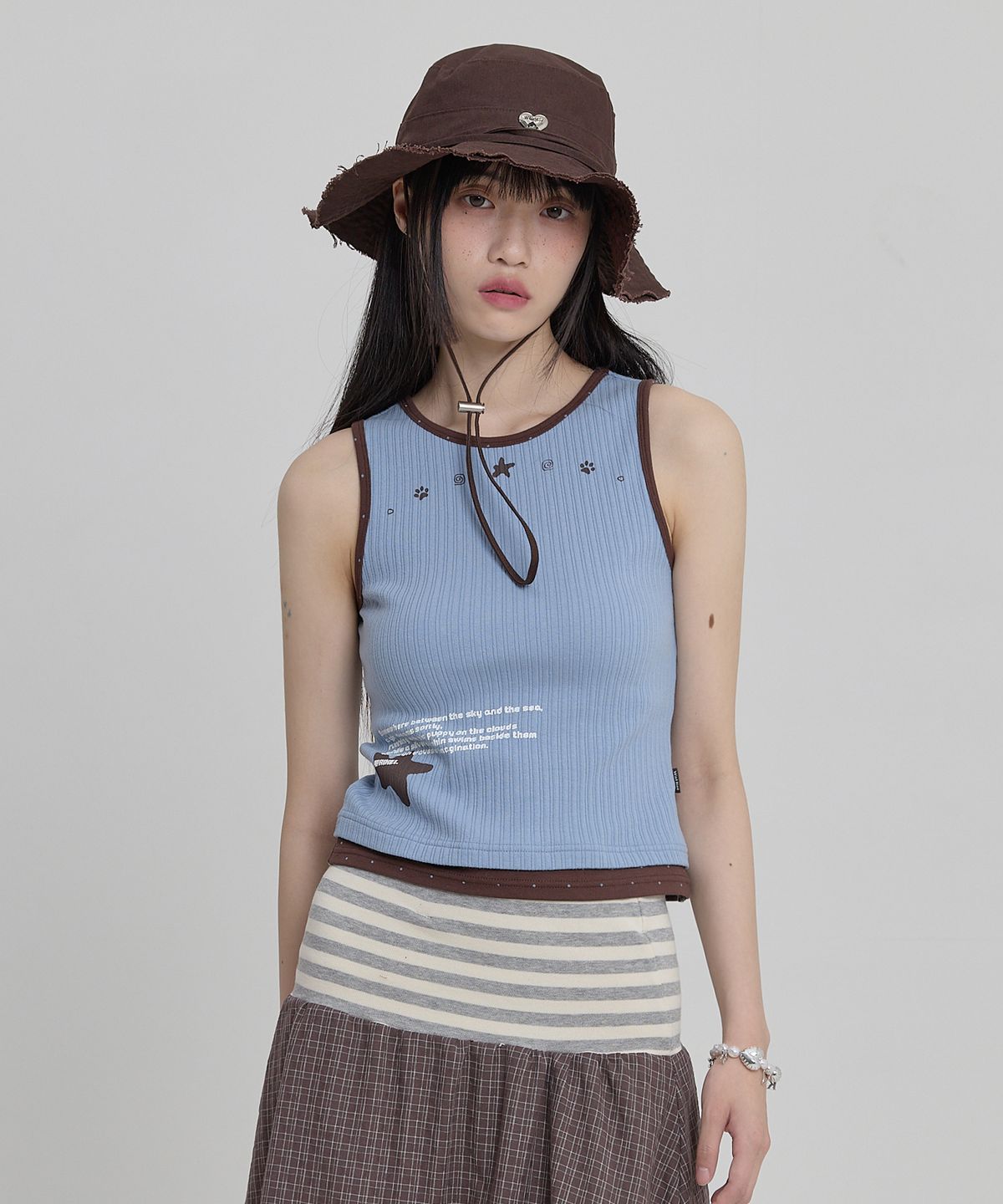 와이케이(WAIKEI) MELLOW DREAM 레이어드 슬리브리스 스카이블루