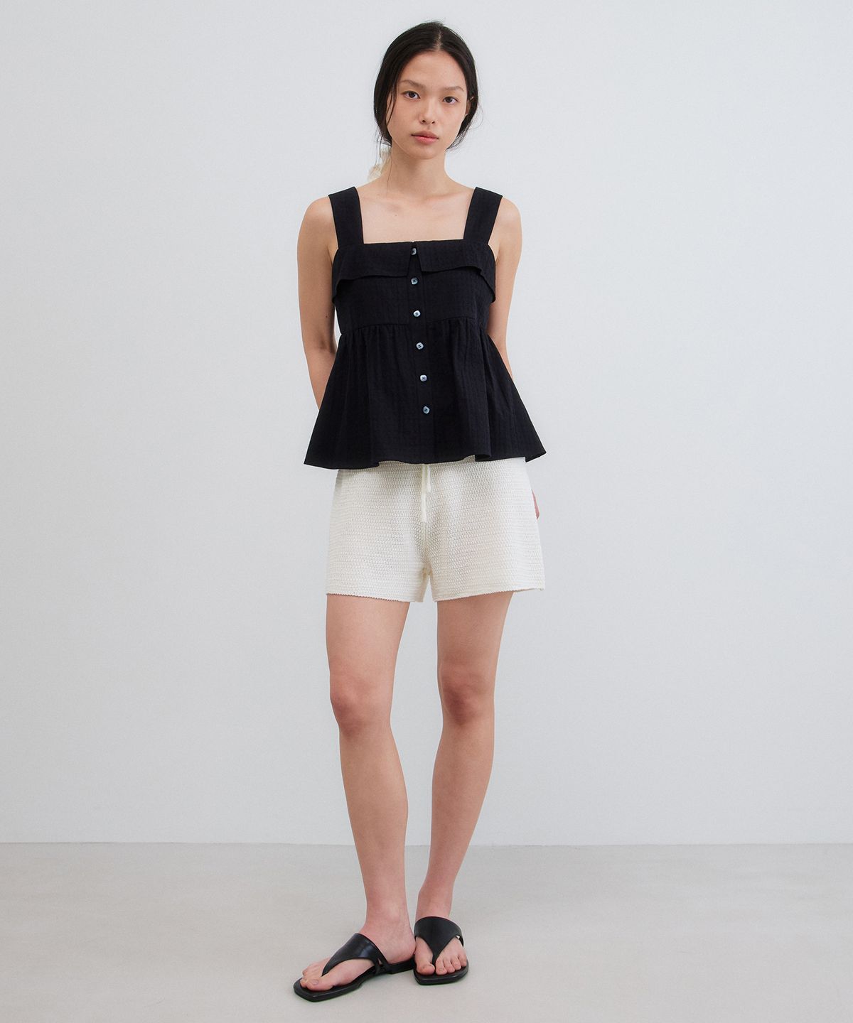 망고매니플리즈(MANGO MANY PLEASE) TITO KNIT SHORTS_PURE IVORY