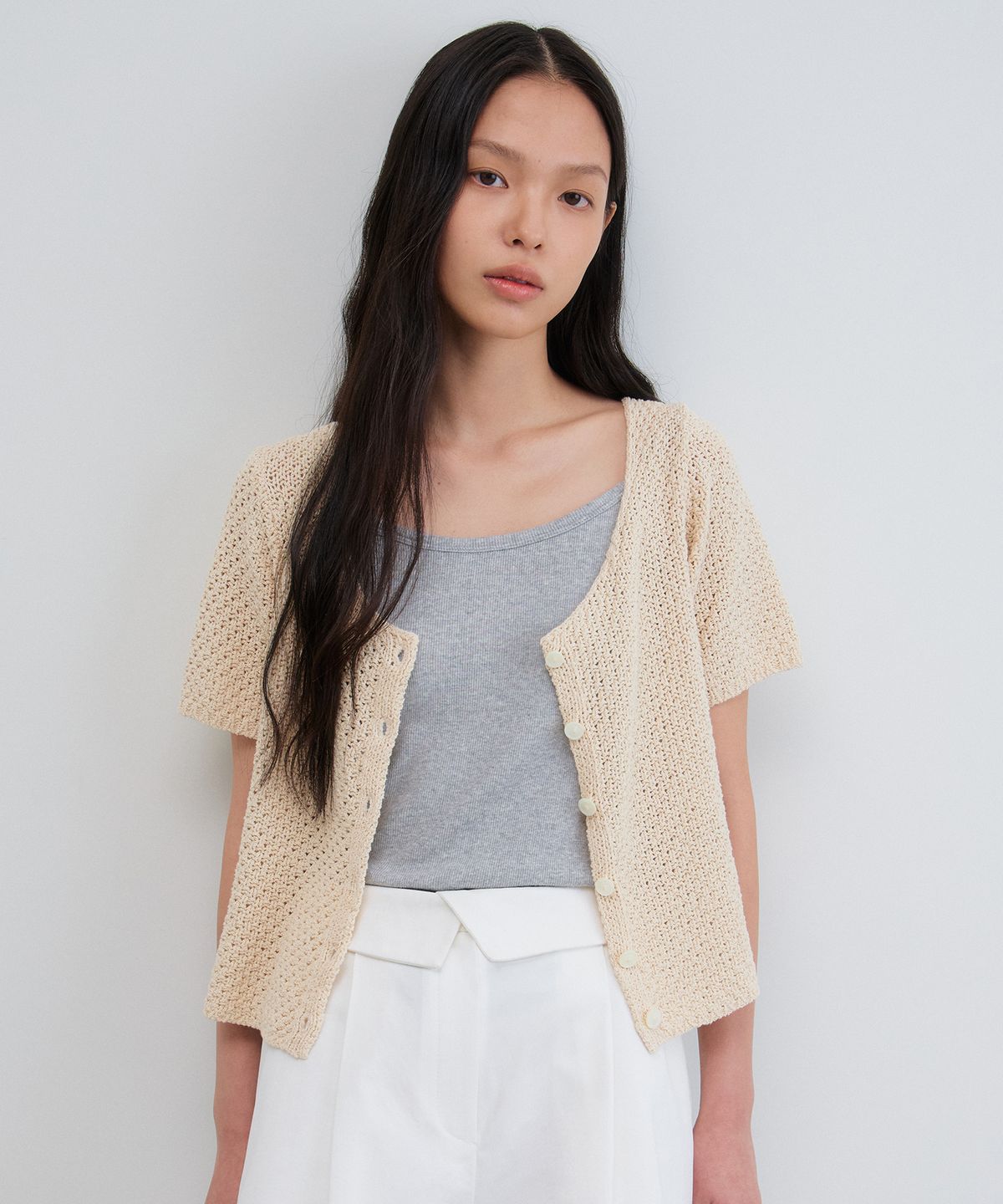 망고매니플리즈(MANGO MANY PLEASE) RAVE PUNCHING CARDIGAN_NATURAL BEIGE