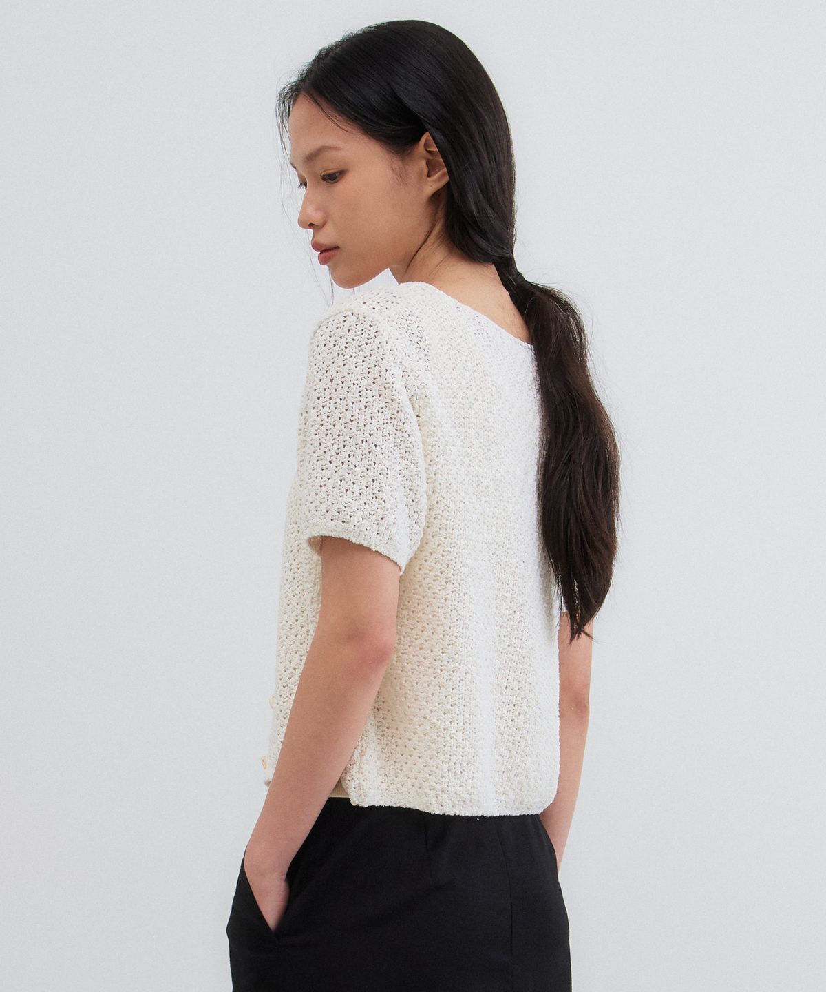 망고매니플리즈(MANGO MANY PLEASE) RAVE PUNCHING CARDIGAN_IVORY