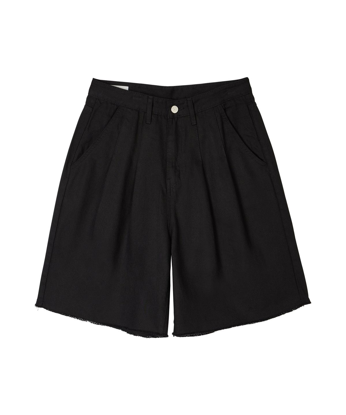 에르에르(ERER) Pintuck Bermuda Denim Shorts Black