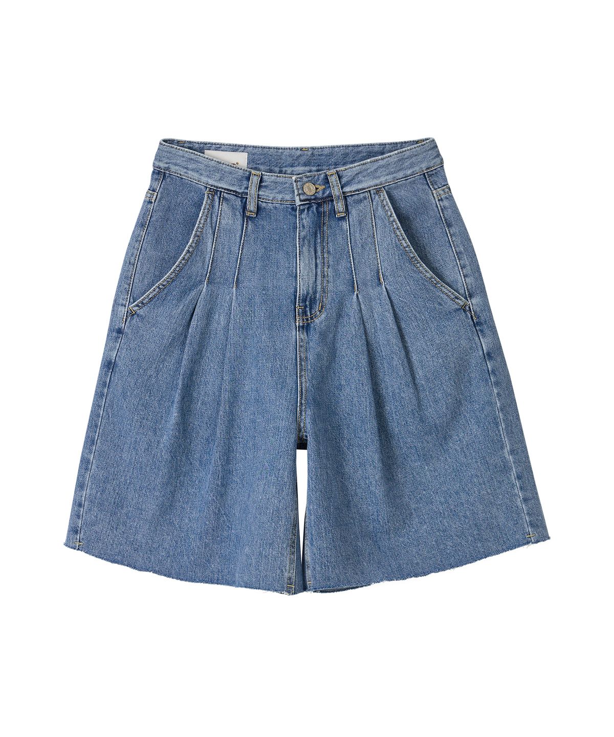 에르에르(ERER) Pintuck Bermuda Denim Shorts Blue