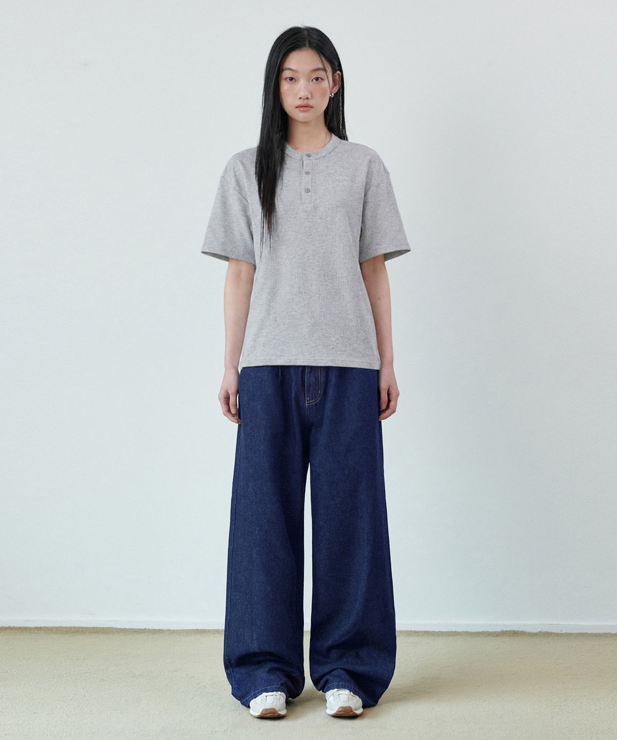 굿라이프웍스(GLW) [unisex] 와이드 데님 스트링 팬츠 인디고