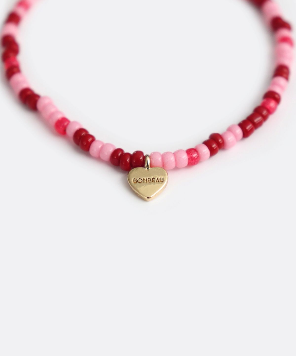 봉보(BONBEAU) Alba color mix layered beads Bracelet 하트 참 컬러 믹스 시드 비즈 팔찌