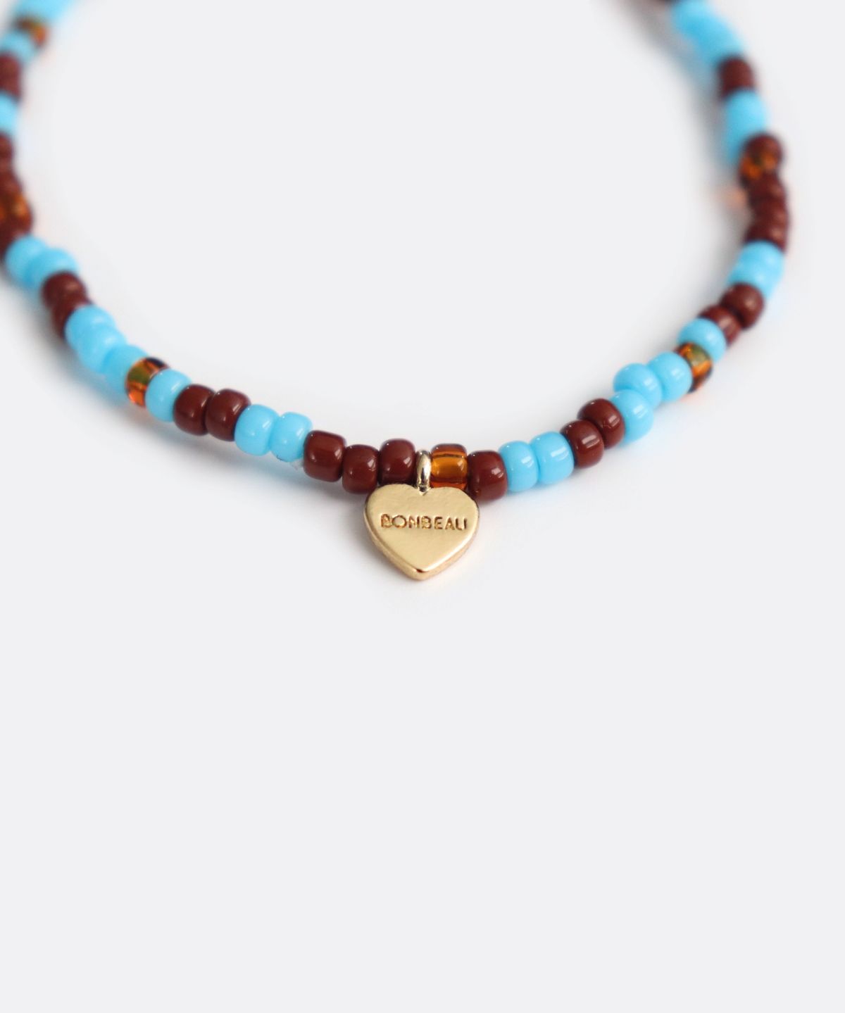봉보(BONBEAU) Alba color mix layered beads Bracelet 하트 참 컬러 믹스 시드 비즈 팔찌