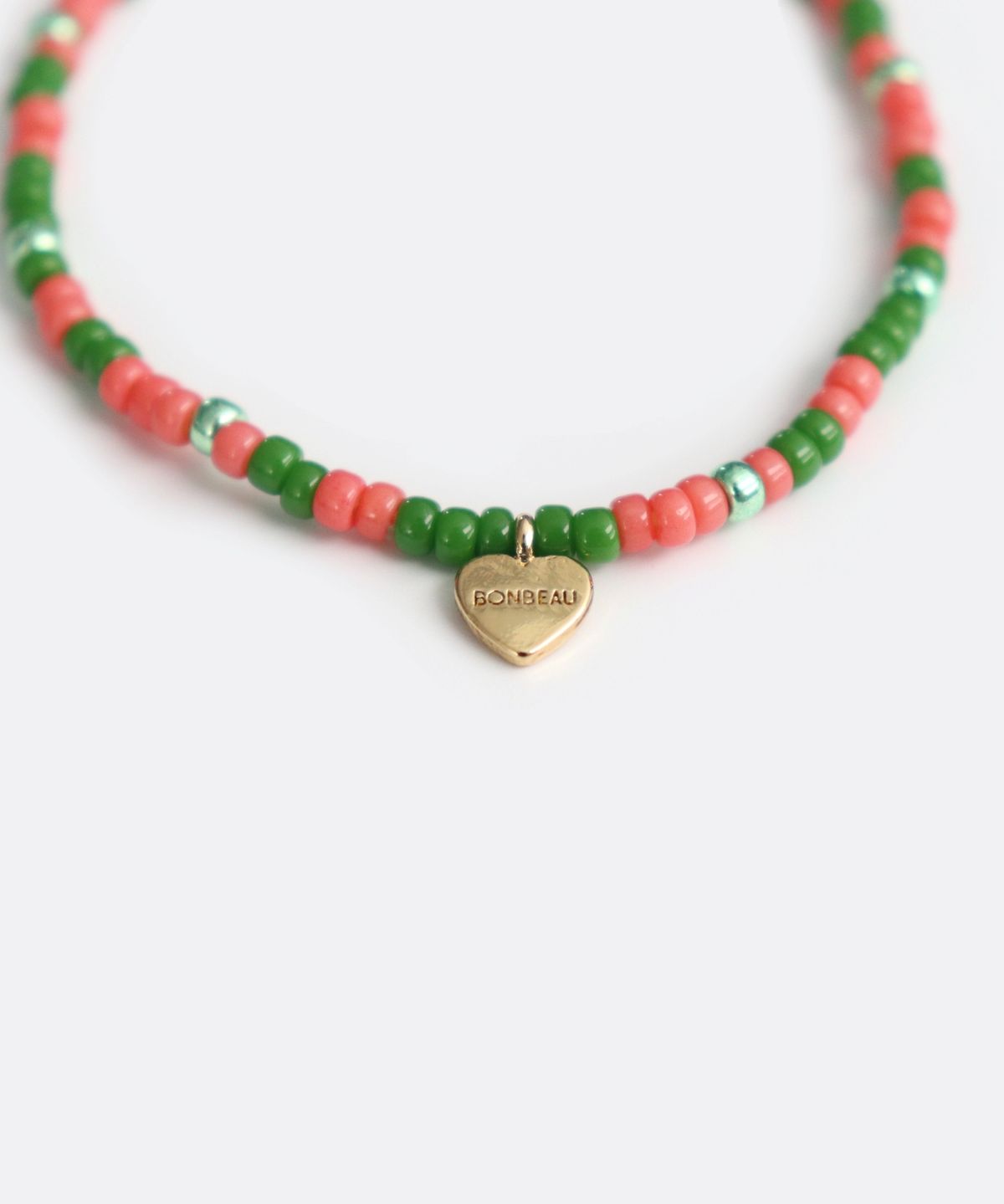 봉보(BONBEAU) Alba color mix layered beads Bracelet 하트 참 컬러 믹스 시드 비즈 팔찌