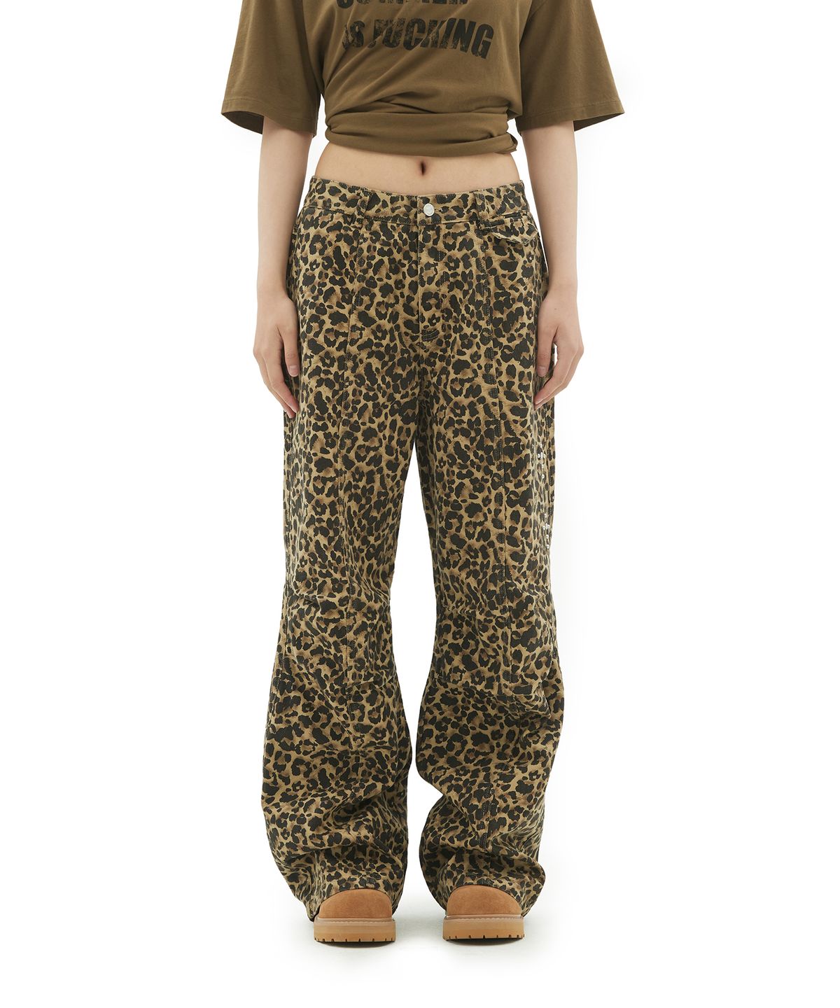 데프가먼츠(DEFGARMENTS) STUD PARACHUTE PANTS [LEOPARD KHAKI]