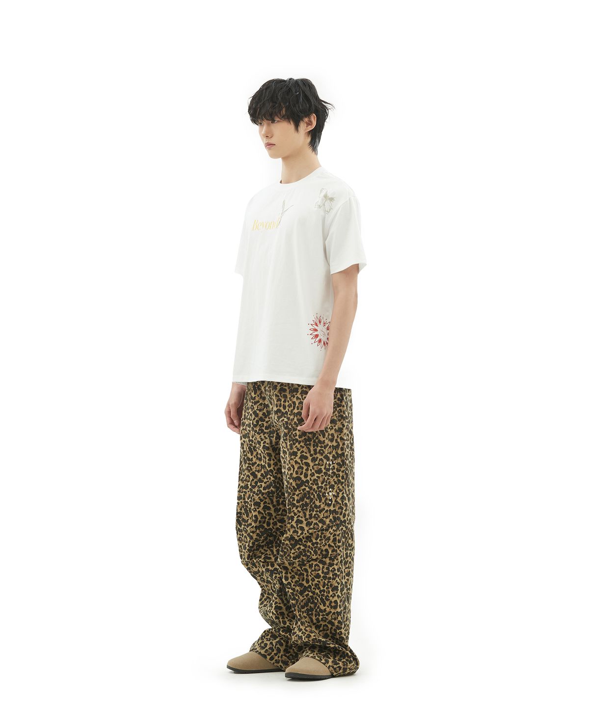 데프가먼츠(DEFGARMENTS) STUD PARACHUTE PANTS [LEOPARD KHAKI]