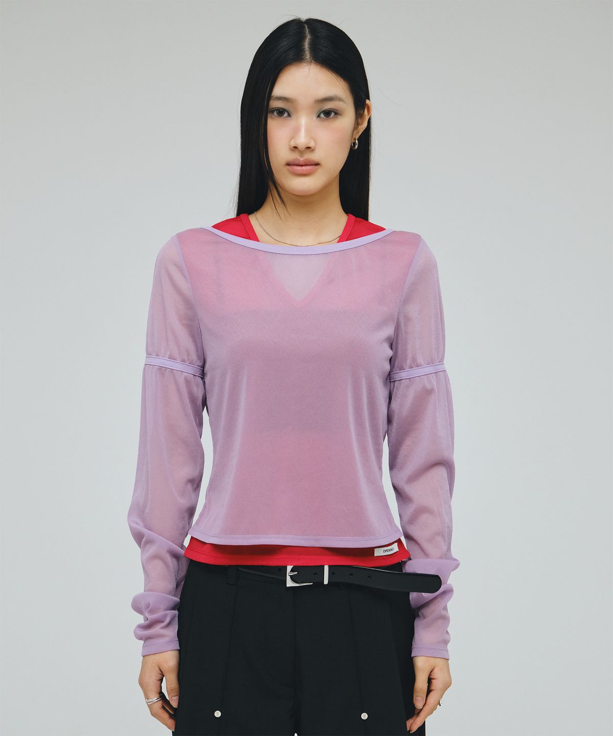 페이프(FEYF) 레이어드 롱 슬리브 탑 (IV), 라벤더