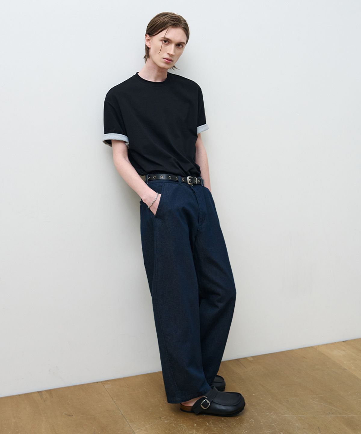드로우핏(DRAW FIT) 이지 레더 스트랩 뮬 [BLACK]