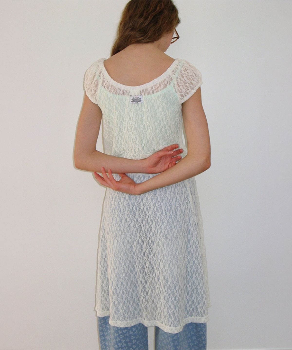 론론(RONRON) OFF SHOULDER STRING LONG DRESS LACE IVORY
