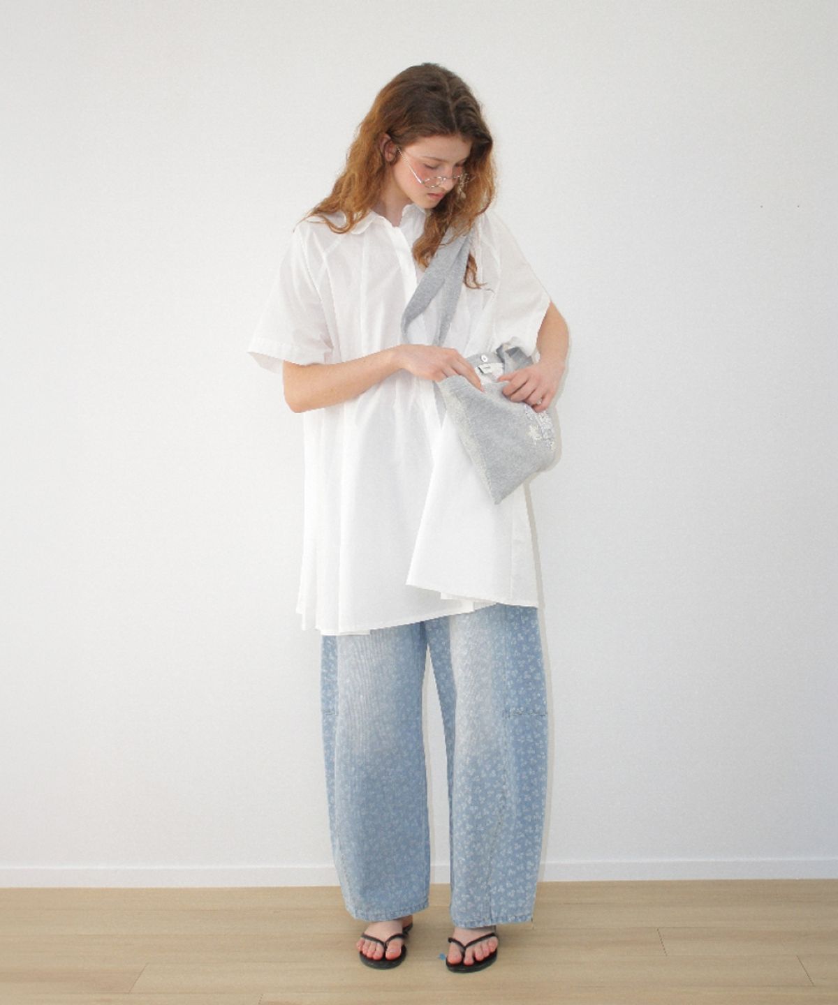 론론(RONRON) A LINE COLLAR SHIRT DRESS WHITE