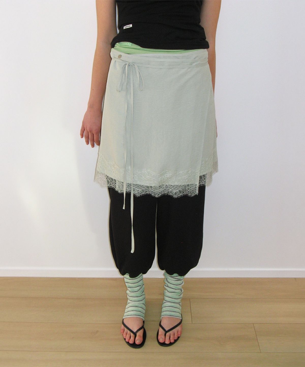 론론(RONRON) LACE TRIM WRAP SKIRT MINT