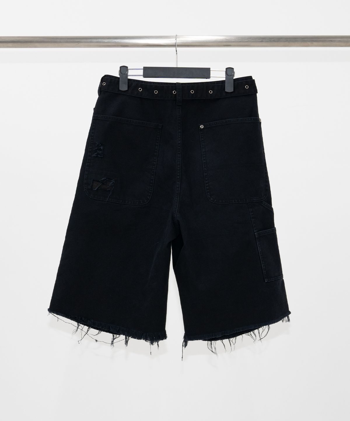 이티씨이(ETCE) BELTED DOUBLE KNEE SHORTS (BLACK)