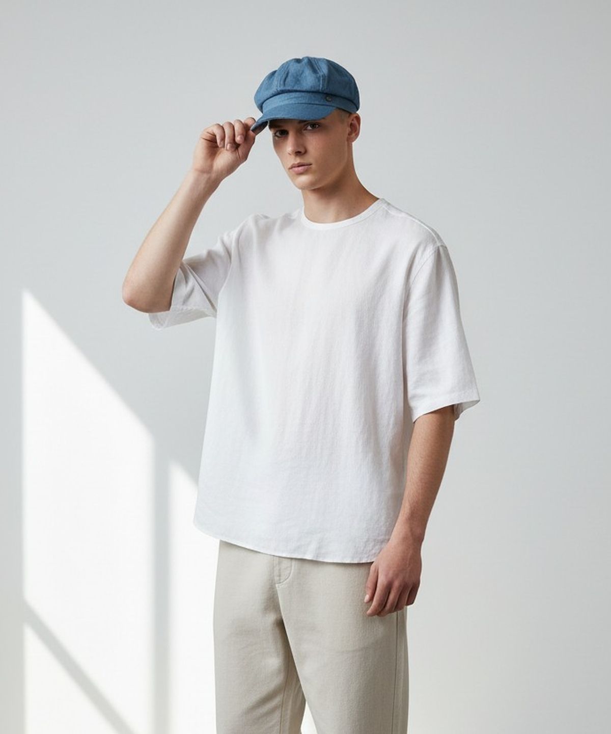 유니버셜 케미스트리(UNIVERSAL CHEMISTRY) Light Denim Logo Newsboy Cap 뉴스보이캡