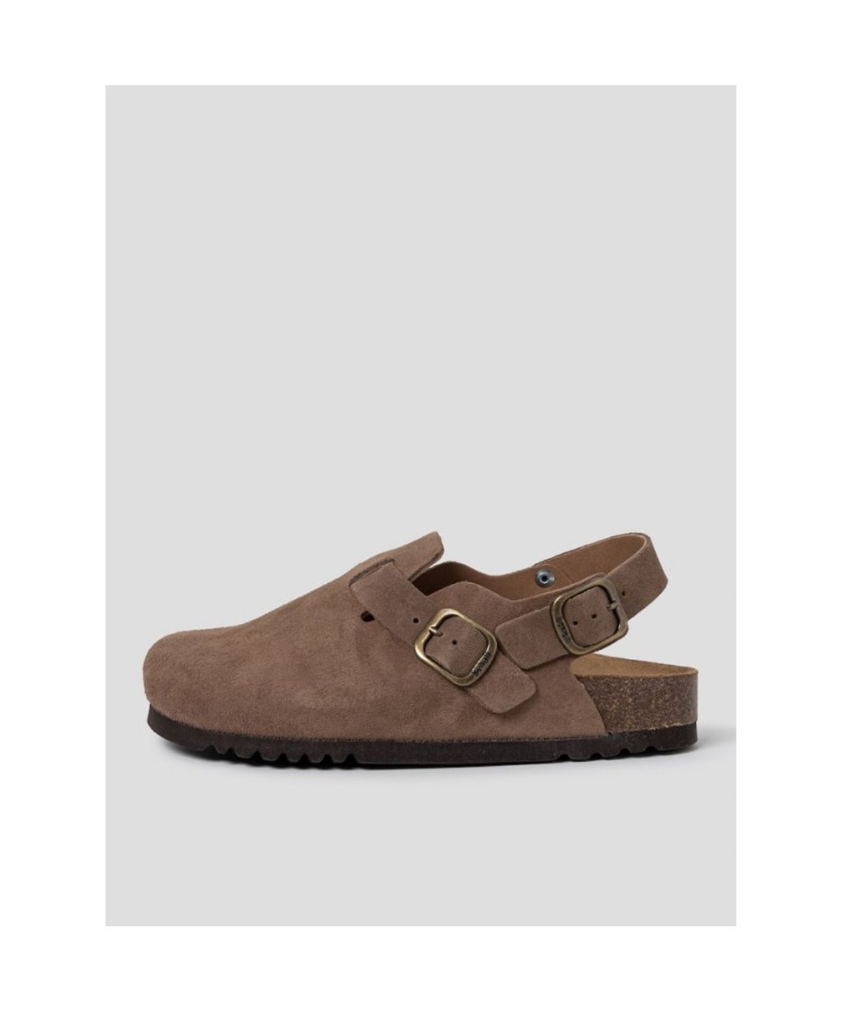 숄(SCHOLL) (WOMEN) 스웨이드 백스트랩 코르크 크로그  브라운 (HH64K2C73D)