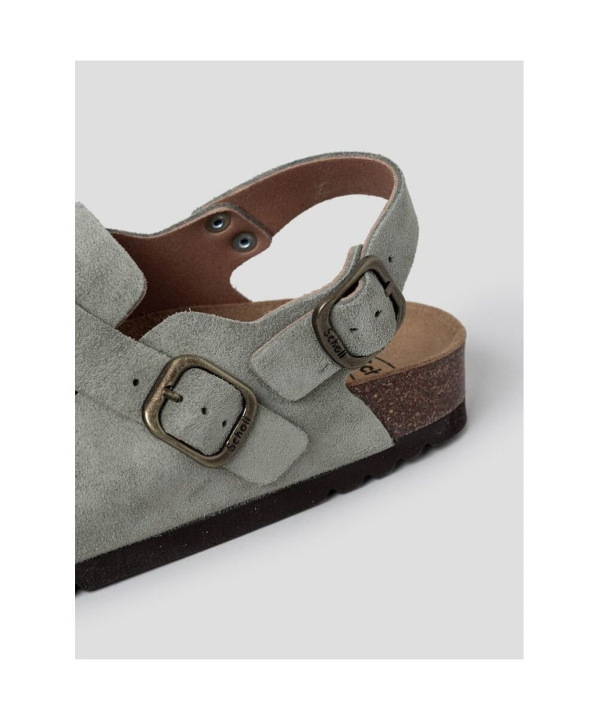 숄(SCHOLL) (WOMEN) 스웨이드 백스트랩 코르크 크로그  그린 (HH64K2C73M)