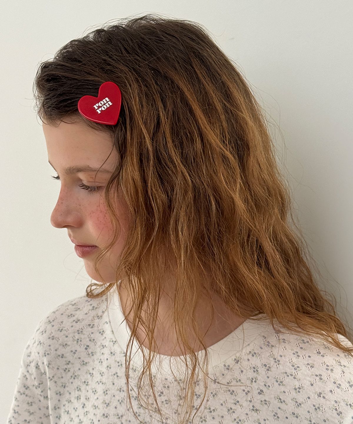 론론(RONRON) RR HEART HAIR PIN CREAM RED (2EA)