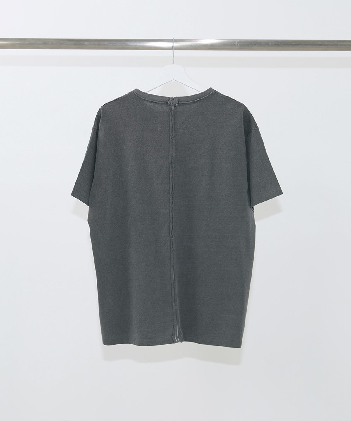 이티씨이(ETCE) (BASE) WASHED RAW-CUT T-SHIRT (CHARCOAL)